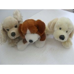Ganz American Cocker Beagle Yellow Lab Plush Puppy Dog Brown Lot Of 3
